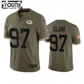 Maillot Green Bay Packers Kenny Clark 97 Salute To Service Olive 2022 - Enfant